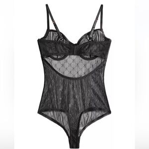 I.N.C. International Concepts Black Monogram Bodysuit Size XL